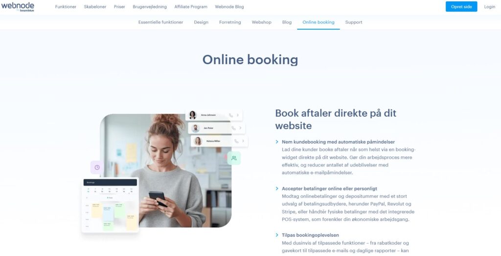 Hjemmeside med booking 3 Webnode booking